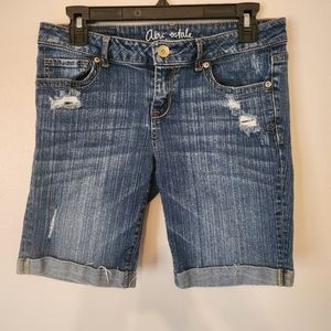 Aeropostale Distressed Jean Bermuda Shorts Women Size 8